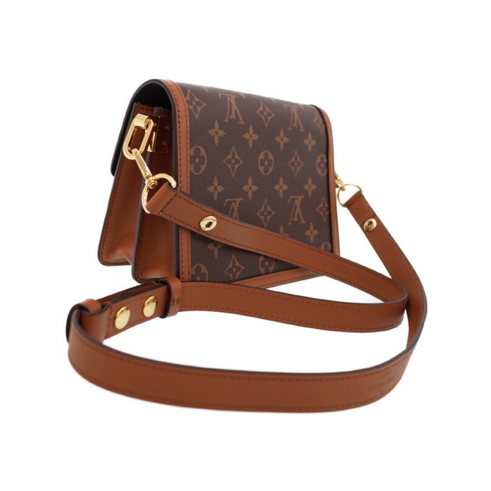 Louis Vuitton Brown Leather Bag Monogram Shoulder Reverse Dauphine